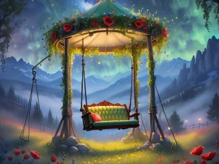 Jigsaw Puzzle «Swings and Northern Lights»