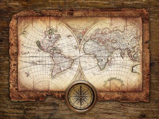 Jigsaw Puzzle «Map and compass»