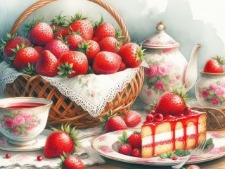 Jigsaw Puzzle «Strawberry cake»
