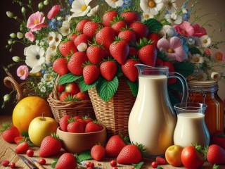 Jigsaw Puzzle «Strawberries and cream»