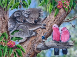 Jigsaw Puzzle «Koalas and birds»