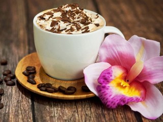 Пазл «Кофе и орхидея»