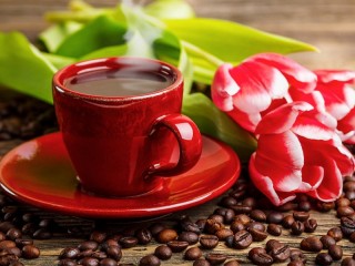 Пазл «Кофе и тюльпаны»