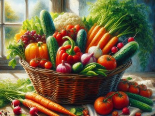 Jigsaw Puzzle «Basket with vegetables»