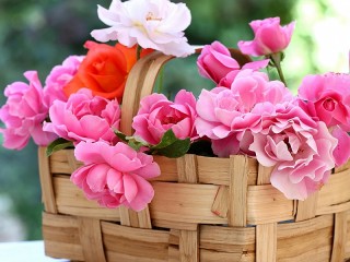 Jigsaw Puzzle «Basket with roses»