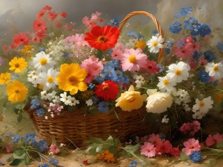 Jigsaw Puzzle «A basket of flowers»