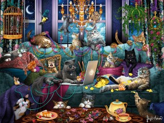パズル «Cat party»