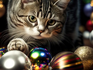Jigsaw Puzzle «Cat and balls»