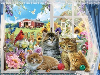 Jigsaw Puzzle «Cats on the window»