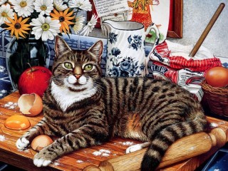 Jigsaw Puzzle «Cat the cookery specialist»