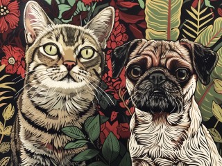 Puzzle «Cat and dog»
