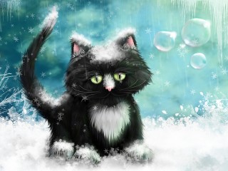 Quebra-cabeça «Cat and snow»