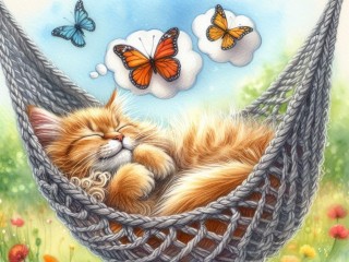 Пазл «Cat in a hammock»