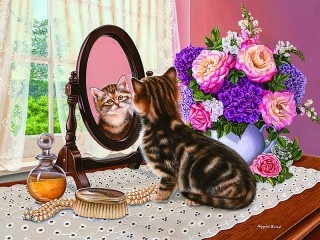 Пазл «Котенок и зеркало»