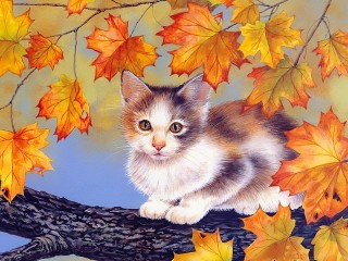 Пазл «Kitten on the tree»