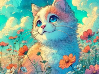 Puzzle «Kitten in the meadow»