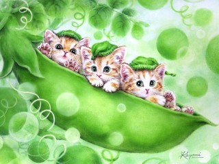 Jigsaw Puzzle «Kittens and peas»
