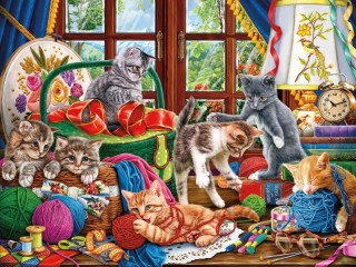 Puzzle «Kittens and balls»