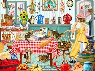 Пазл «Котята на кухне»