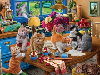 Пазл «Kittens in the kitchen»