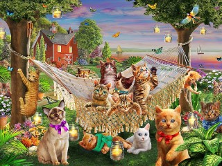 Jigsaw Puzzle «Kittens in a hammock»