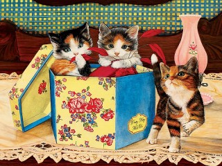 Jigsaw Puzzle «Kittens in a box»
