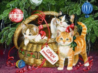 Jigsaw Puzzle «Kittens in a basket»