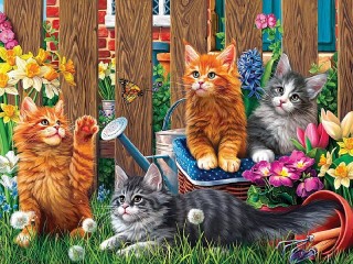 Пазл «Kittens in the garden»