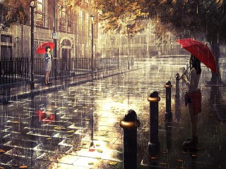 Пазл «Red umbrellas»