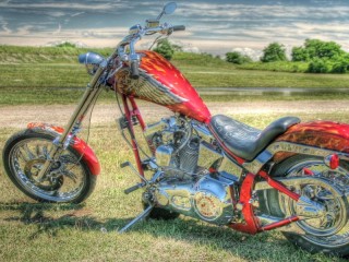 Jigsaw Puzzle «Red motorcycle»