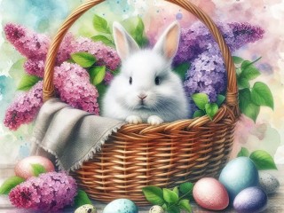 Jigsaw Puzzle «Rabbit in a basket»