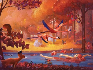Jigsaw Puzzle «Bathing in the woods»
