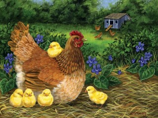 Jigsaw Puzzle «Hen and chickens»