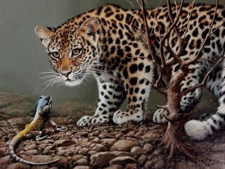 Пазл «Леопард и игуана»