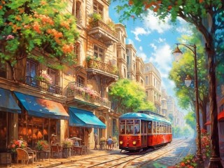 Rompecabezas «Summer tram»