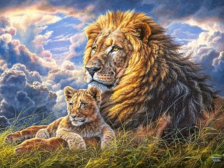 Puzzle «Lion and lion cub»