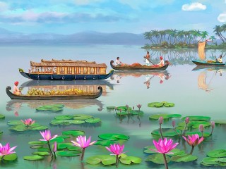 Jigsaw Puzzle «Boats on the lake»