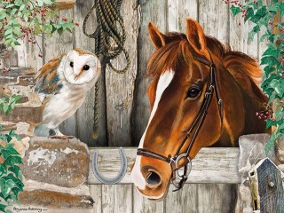 Quebra-cabeça «Horse and owl»