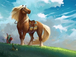 Jigsaw Puzzle «The horse in the field»