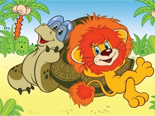 Jigsaw Puzzle «Lion and turtle»