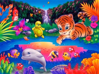 Jigsaw Puzzle «Curious Tiger»