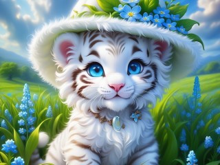 Jigsaw Puzzle «Little white tiger»