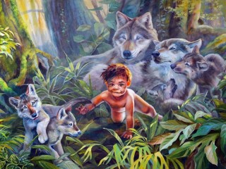 Пазл «Маугли и волки»