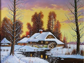 Jigsaw Puzzle «Mill in winter»