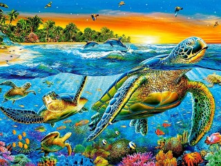 Пазл «Морские черепахи»