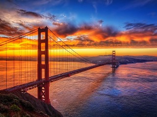 Quebra-cabeça «Bridge at sunset»