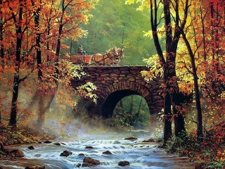 Пазл «Мост в лесу»