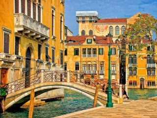 Jigsaw Puzzle «Bridge over the canal»