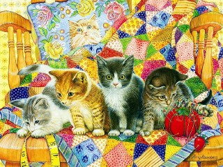 Jigsaw Puzzle «On patchwork blanket»