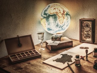 Puzzle «Still life with globe»